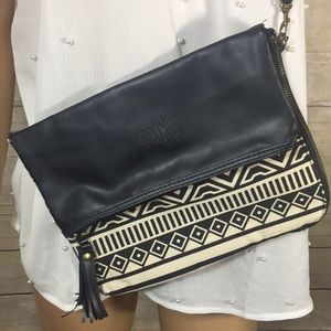 Paperclip Black Tribal Messenger/Crossbody Bag